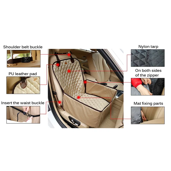 Pet seat cover open as a pad, with the smooth nylon surface and non-slip base visible
