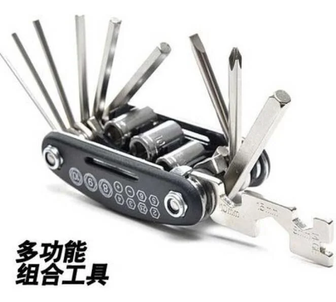 Tool in a folded state, fitting into a small pocket or saddle bag