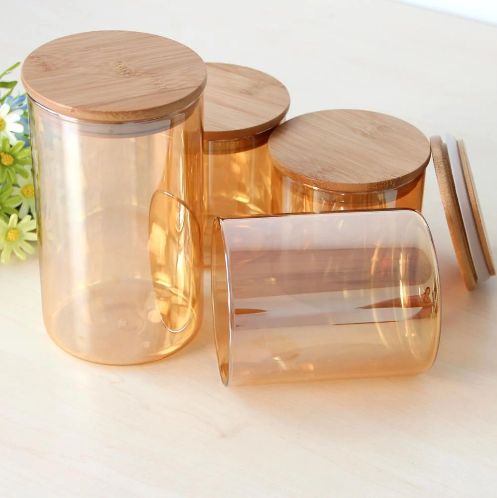 Wood lid removed from the glass jar, showing the open mouth and interior