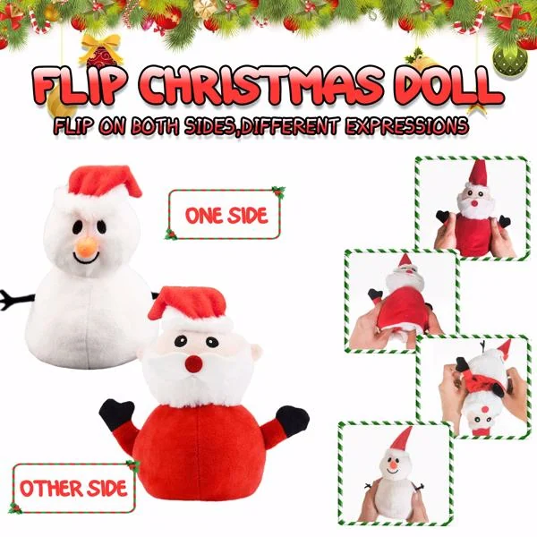 Plushie displayed on a festive table with holiday decorations