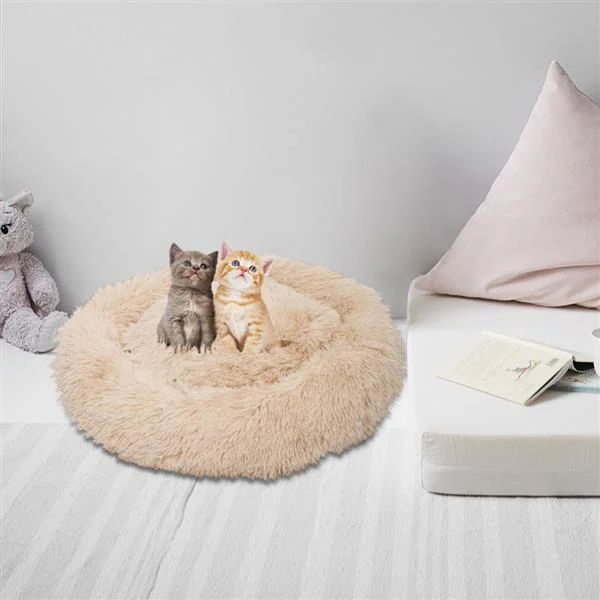 Pet bed laid flat on a table with fabric texture visible