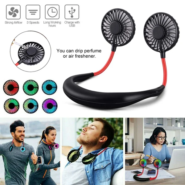 Fan next to a power bank, showing the USB charging setup