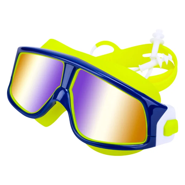 Swimming goggles next to a swimming pool, showing use in a beach environment
