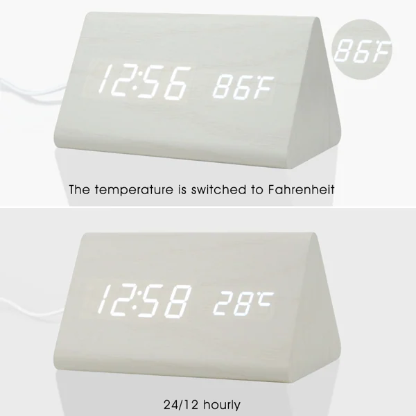 Clock placed on a modern desk with a laptop and notebook, showing its fit in a home or office setting
