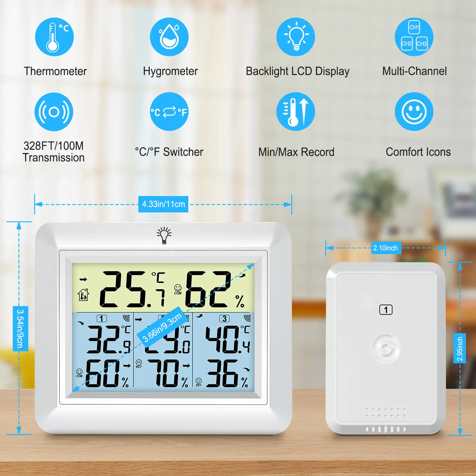 FT-0170 Wireless Thermo-hygrometer with 3 Channels - view 3