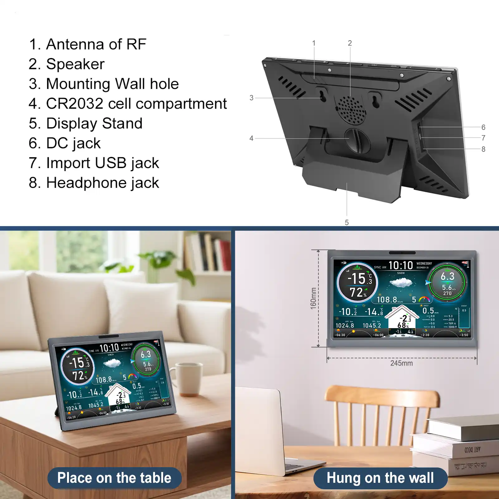 FT-1006 10.1 inch TFT Display WiFi Weather Station - view 5