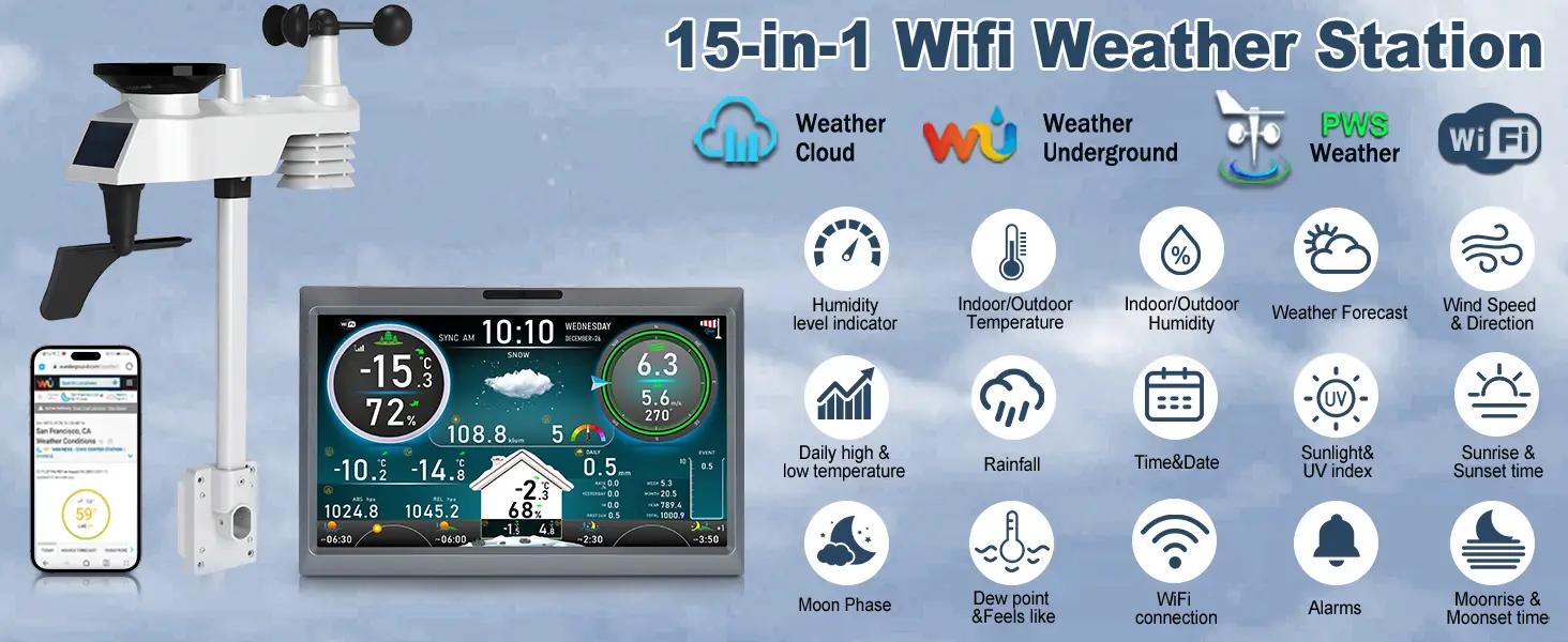 FT-1006 10.1 inch TFT Display WiFi Weather Station - view 11