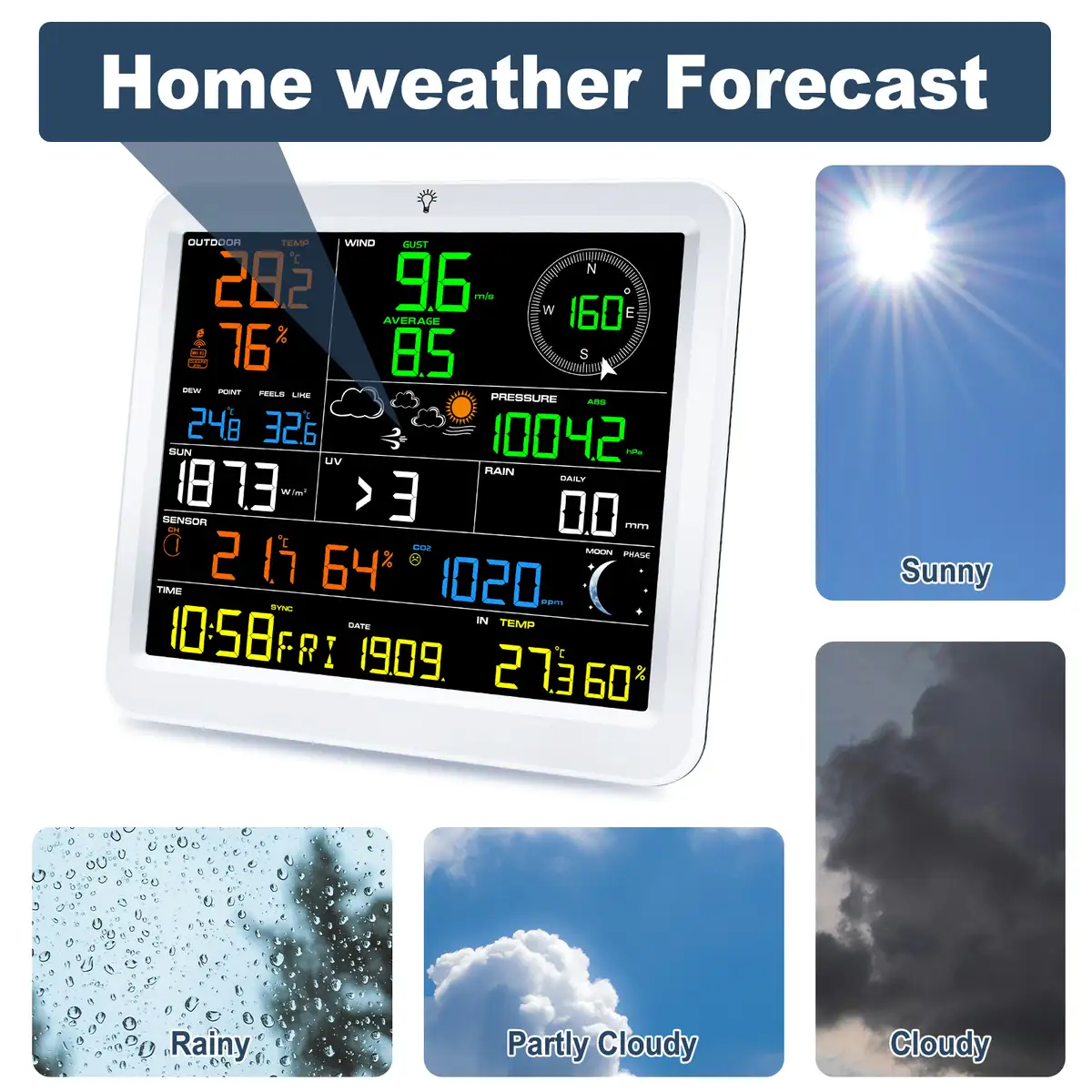 FT0390 WIFI Large Screen Professional Weather Station with CO2 - view 3