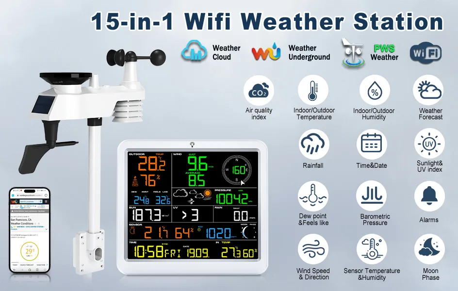 FT0390 WIFI Large Screen Professional Weather Station with CO2 - view 8