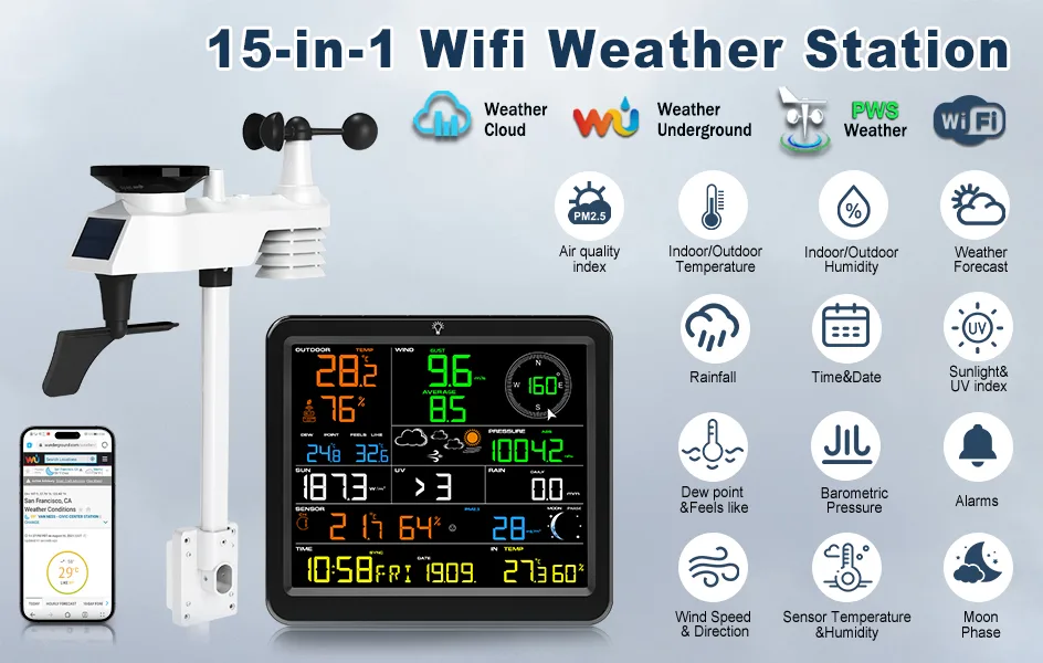FT0390 WIFI Large Screen Professional Weather Station with PM2.5 - view 8