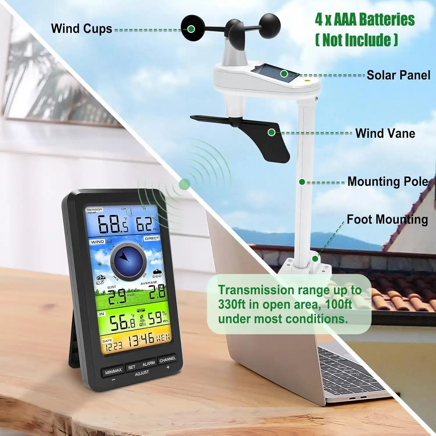 FT0214 Wireless Weather Station Wind Gauge - view 5