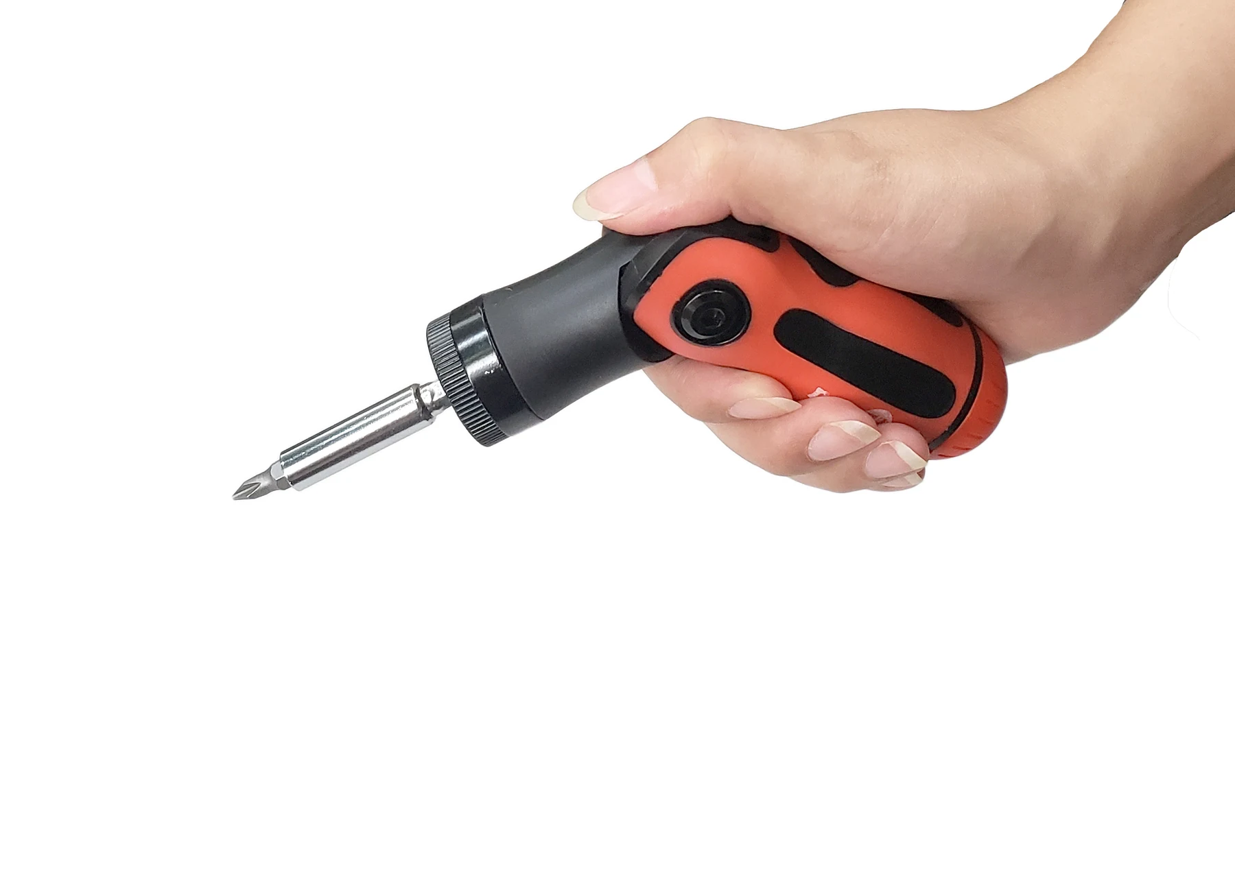 Hand holding a Umax Tools multi-function driver handle from the 17pcs tool set