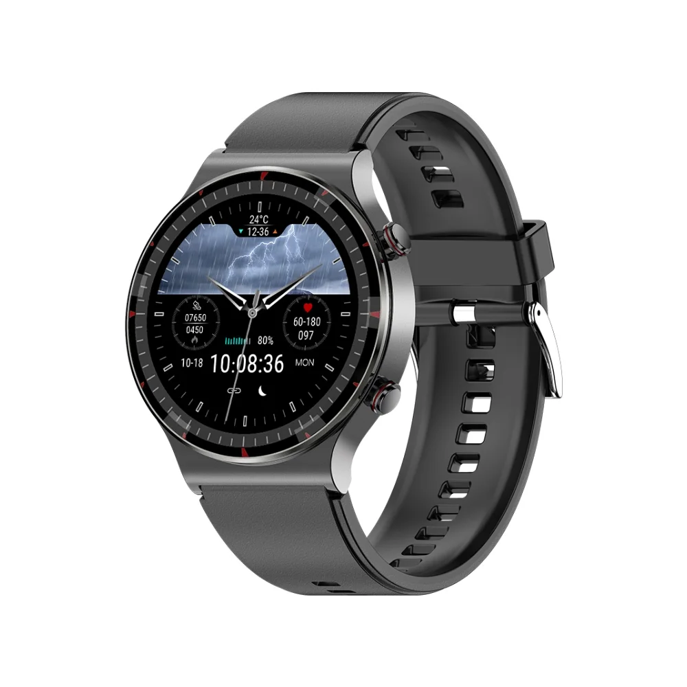Medical Grade ECG HRV Monitor Smart Watch SpO2 Body Temperature Round Smart Watch