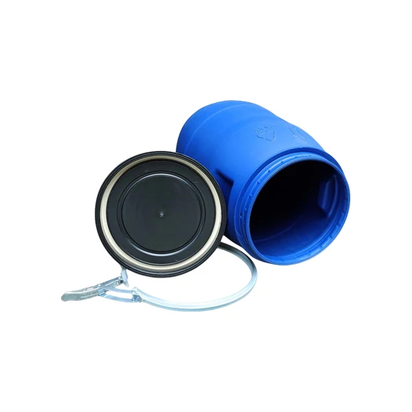 Black lid and locking ring on a 120L plastic drum