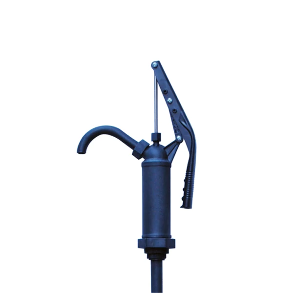 Lever action pump outlet and discharge spout