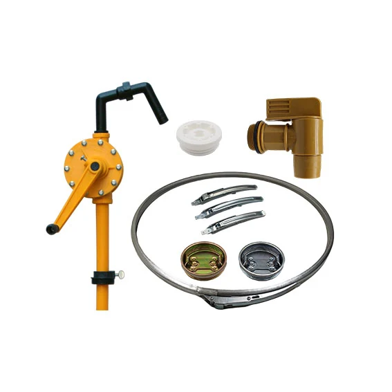 Drum closures taps and accessories laid out together