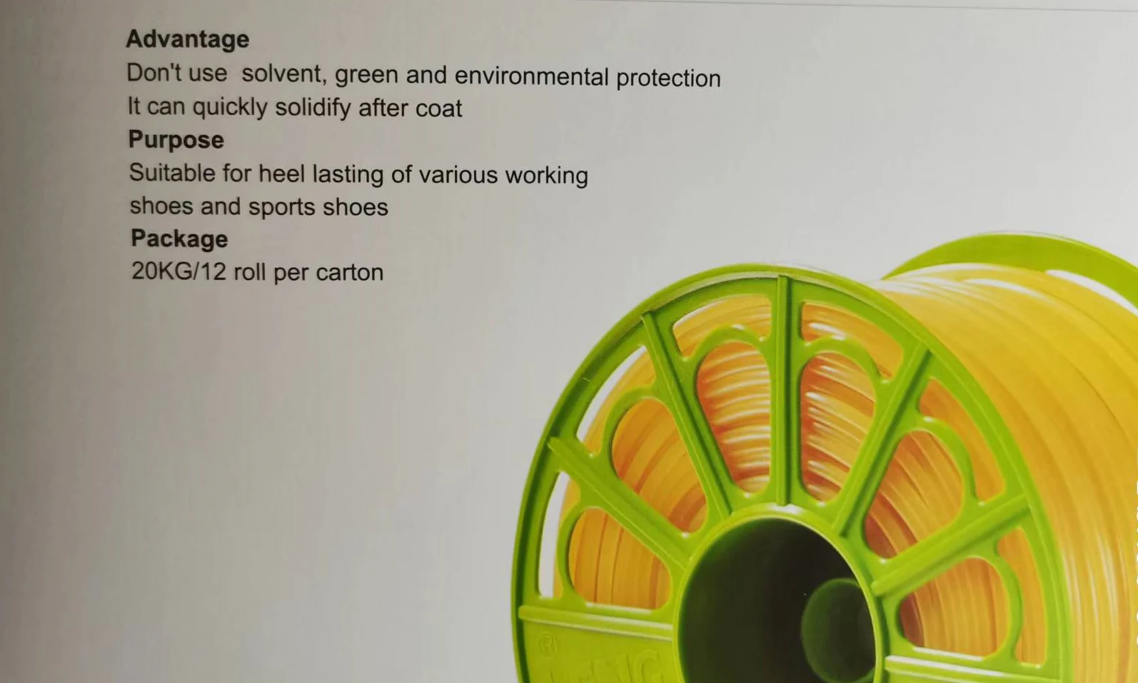 Counter adhesive spool with its product specification card