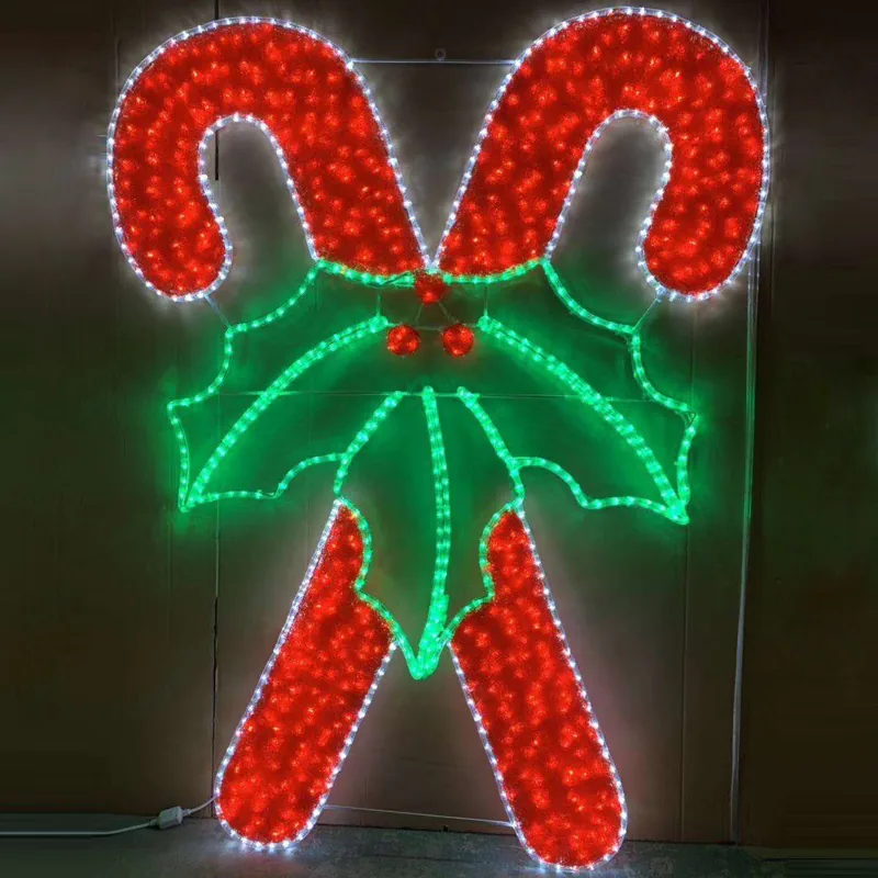 Candy Cane and Holly Motif Light