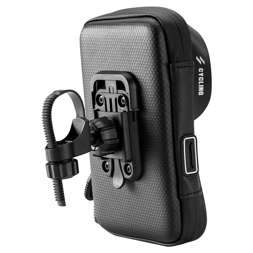 Bicycle Phone Holder Bag with Rotating Base and Headphone Port detail view 6