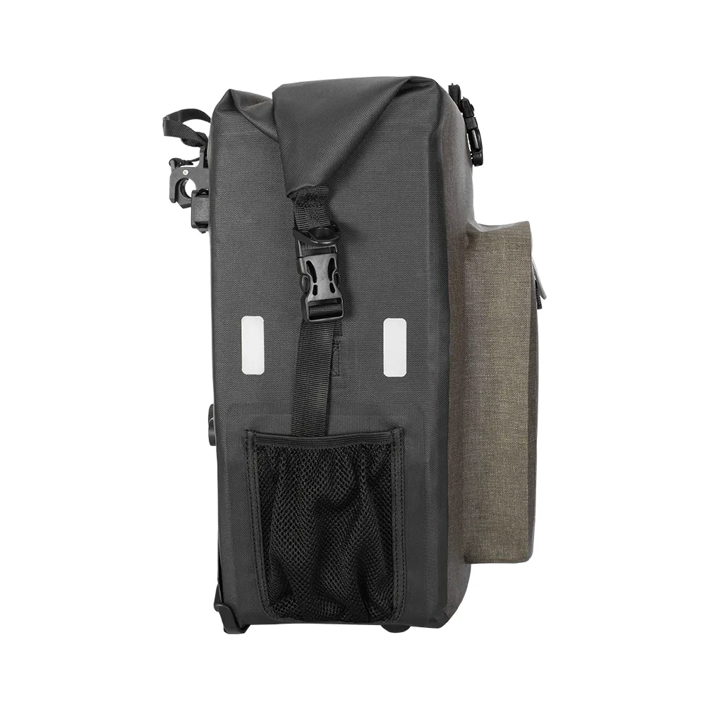 Waterproof Bike Pannier 27 L with Quick Release Clip System shown in detail