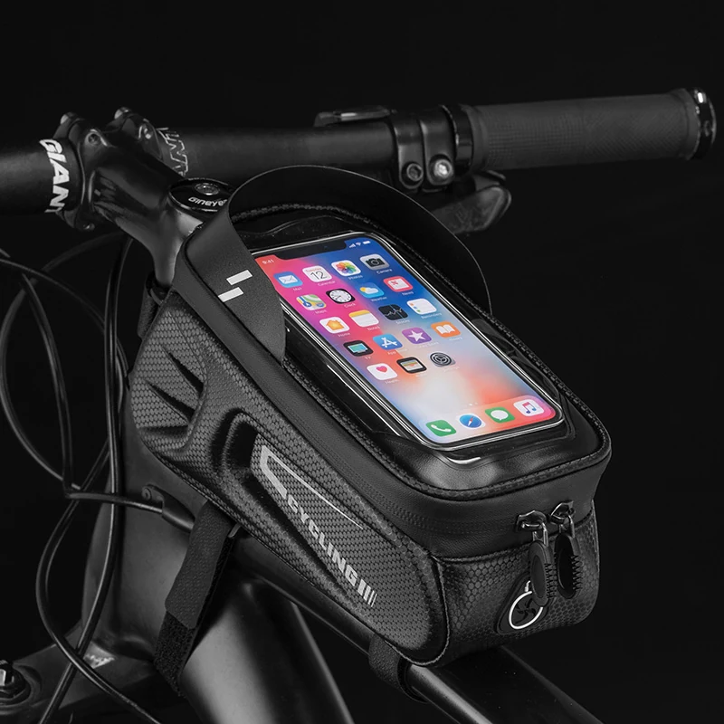 EVA Hard Shell Handlebar Bag with Sunshade Hood shown in detail