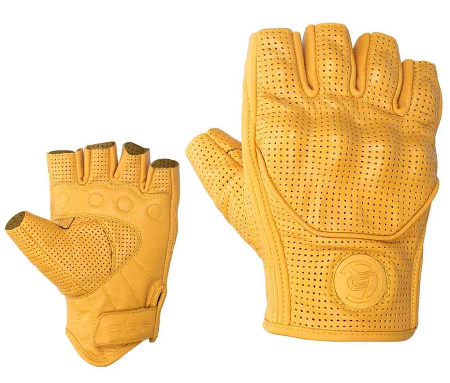 Perforated Leather Short Cuff Motorcycle Gloves shown in detail