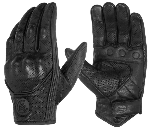 Quilted Leather Retro Motorcycle Gloves shown in detail