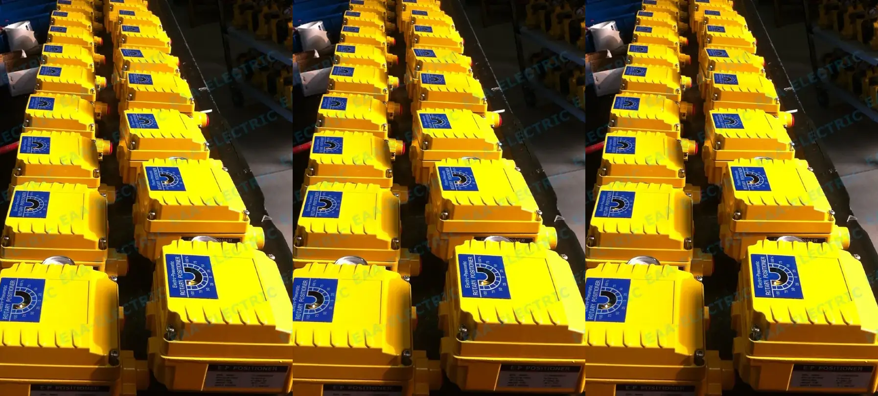 Yellow YT1000 valve positioners built for an OEM colour order