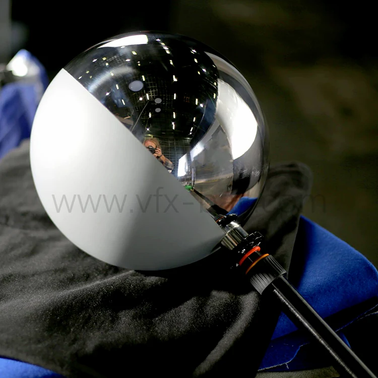 10 inch chrome grey VFX ball reflecting a city skyline