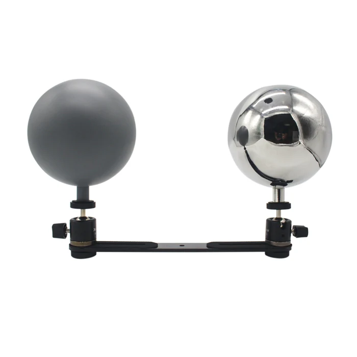 12.6cm chrome ball and grey ball mounted on a shared bar
