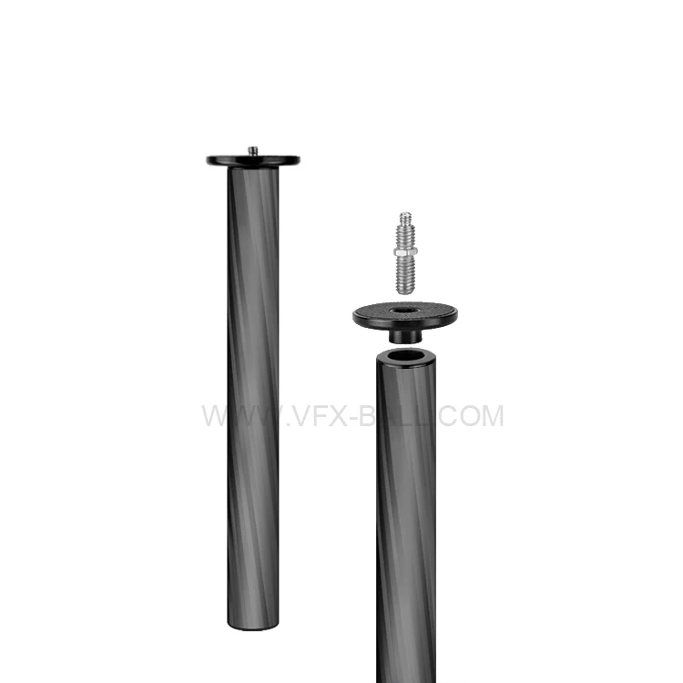 Two carbon fibre handles with threaded ball mounts