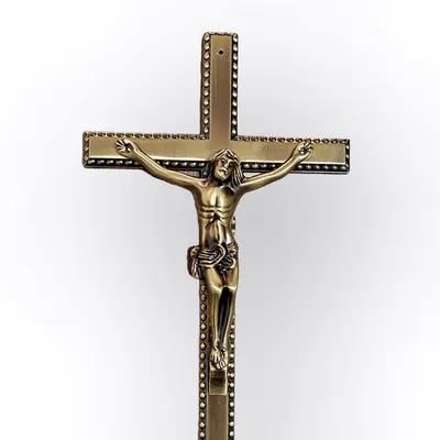 Antique Brass Coffin Cross 8059 In Size 44×17.5cm For Wooden Coffin Crucifix And Casket Lid Ornaments detail view