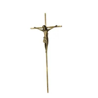 Metal crucifix 8001, metal cross with jesus, zamak crucifix for coffin lid decoration side view