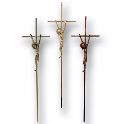 Metal Crucifix 8037 Steel cross with Zamak Christ in Antique brass color