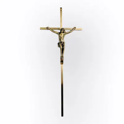 Funeral Coffin Decoration Metal Crucifix 8058 in Antique Brass and 45x18cm