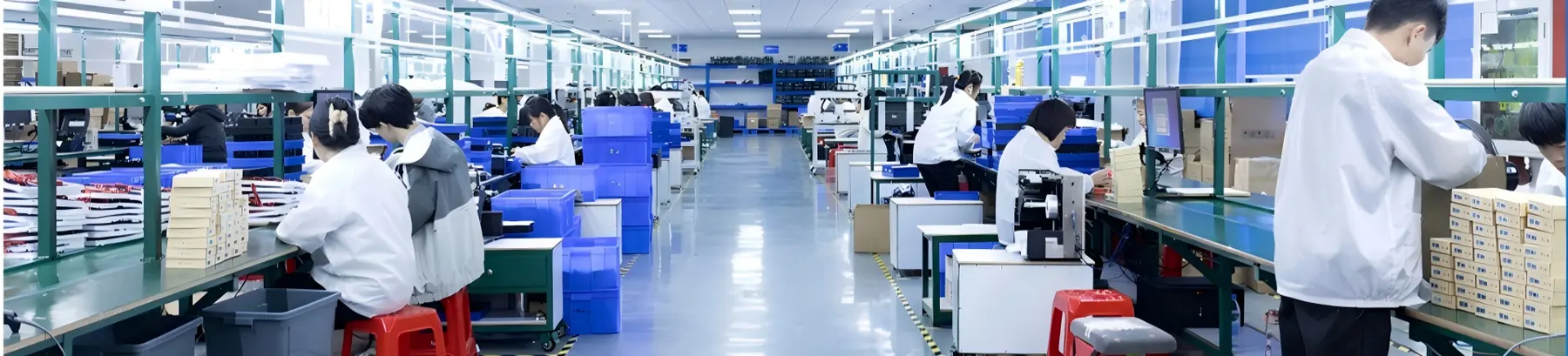Gotrack SMT and assembly line in Shenzhen with operators building GPS tracker boards
