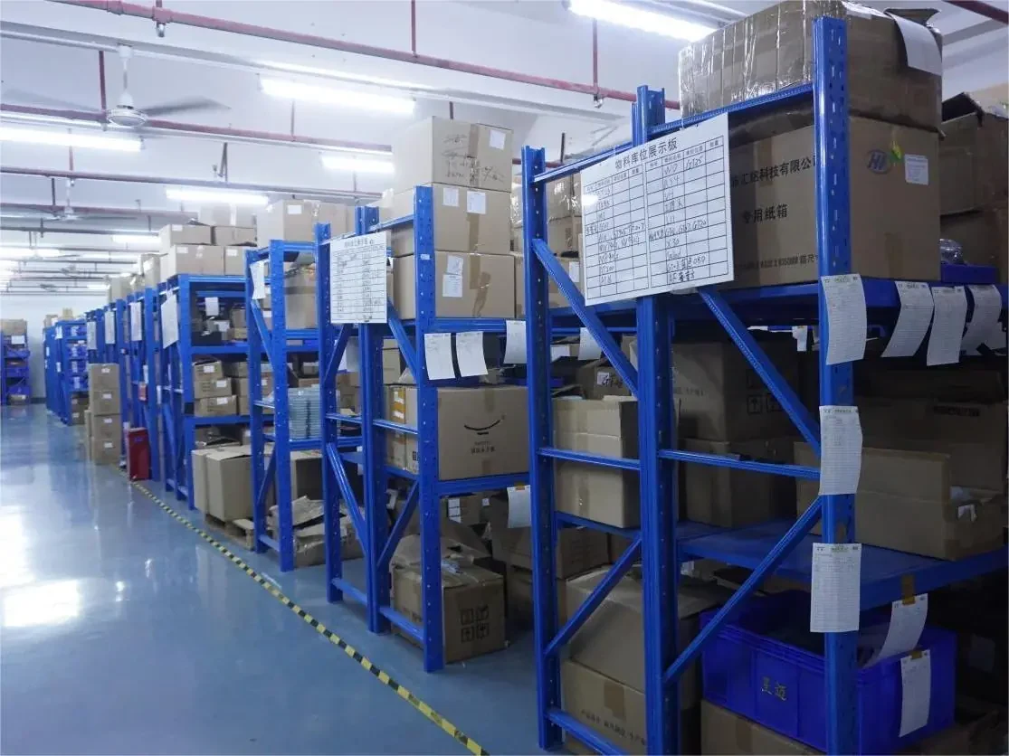 Workbenches and test equipment at the Gotrack factory