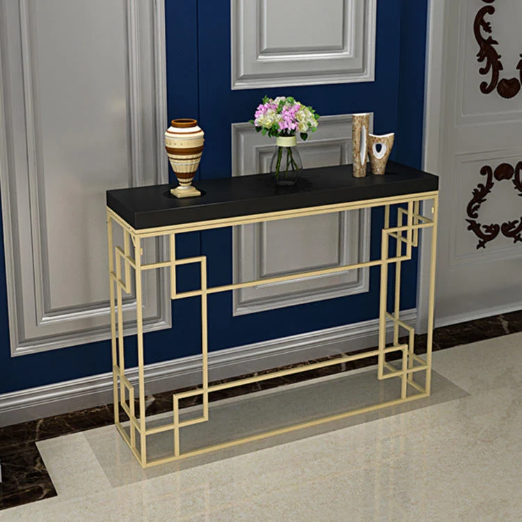 Cheap Modern Hallway Entryway Living Room Furniture Metal Black Wooden Top Console Table with Storage Shelf Wrought Ir…