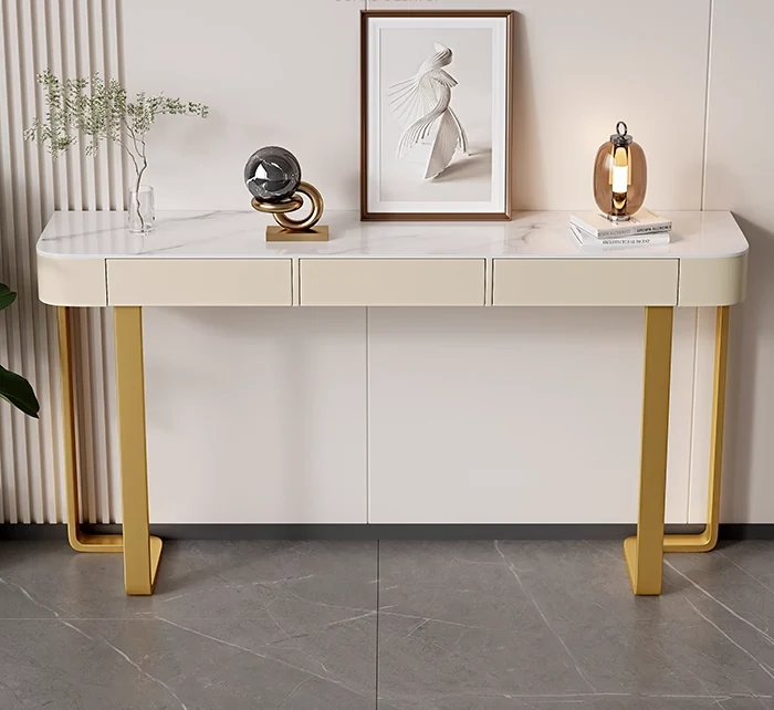 Console Table with Geometric Gold Metal Legs for Living Room Entryway Hallway High Quality Shape Crushed