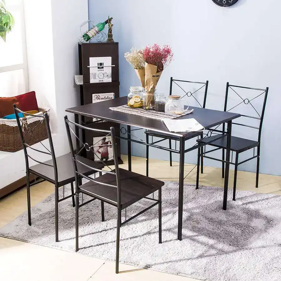 Dining Room Table Set 4 Seater New Style Modern Dining Leather Chair and Tables Set