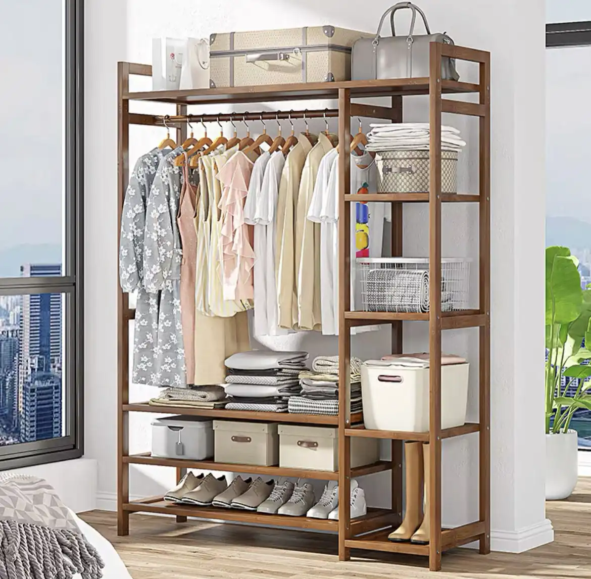 Entryway Organizer Modern Industrial Style Hall Tree Shoe Storage Bench Clothes Hat Coat Rack With Shoes Rack