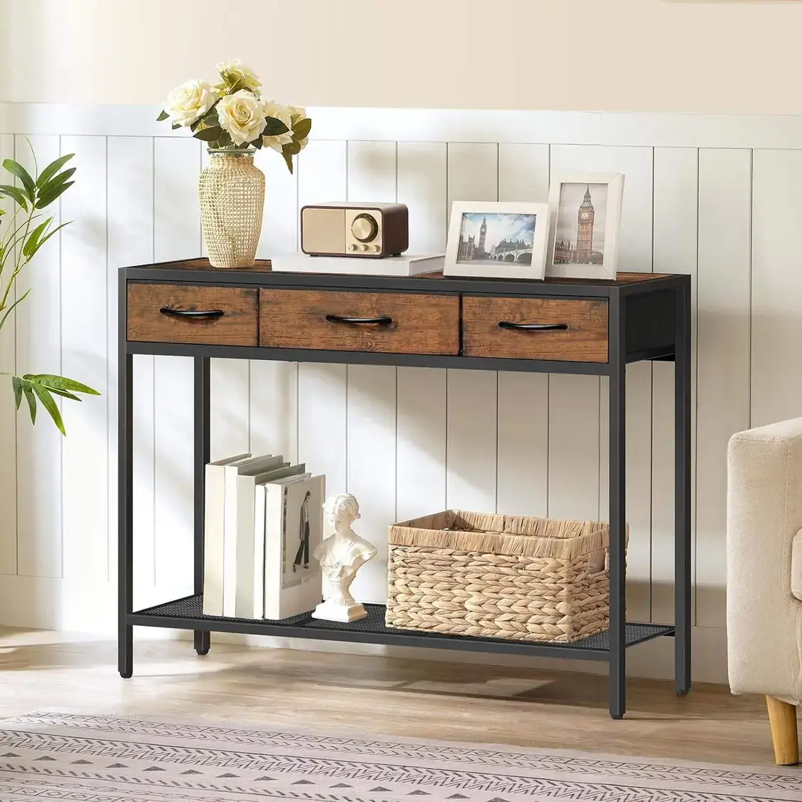 Factory Direct Sell Wooden Console Table Antique Living Room Furniture Entrance Square Table Minimalist Long Console T…