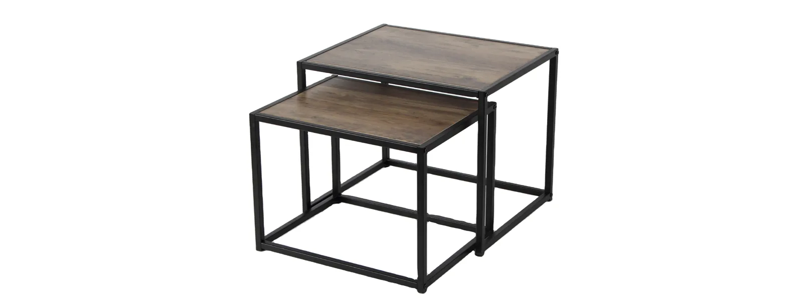 Oak-effect computer desk with three drawers on white steel legs