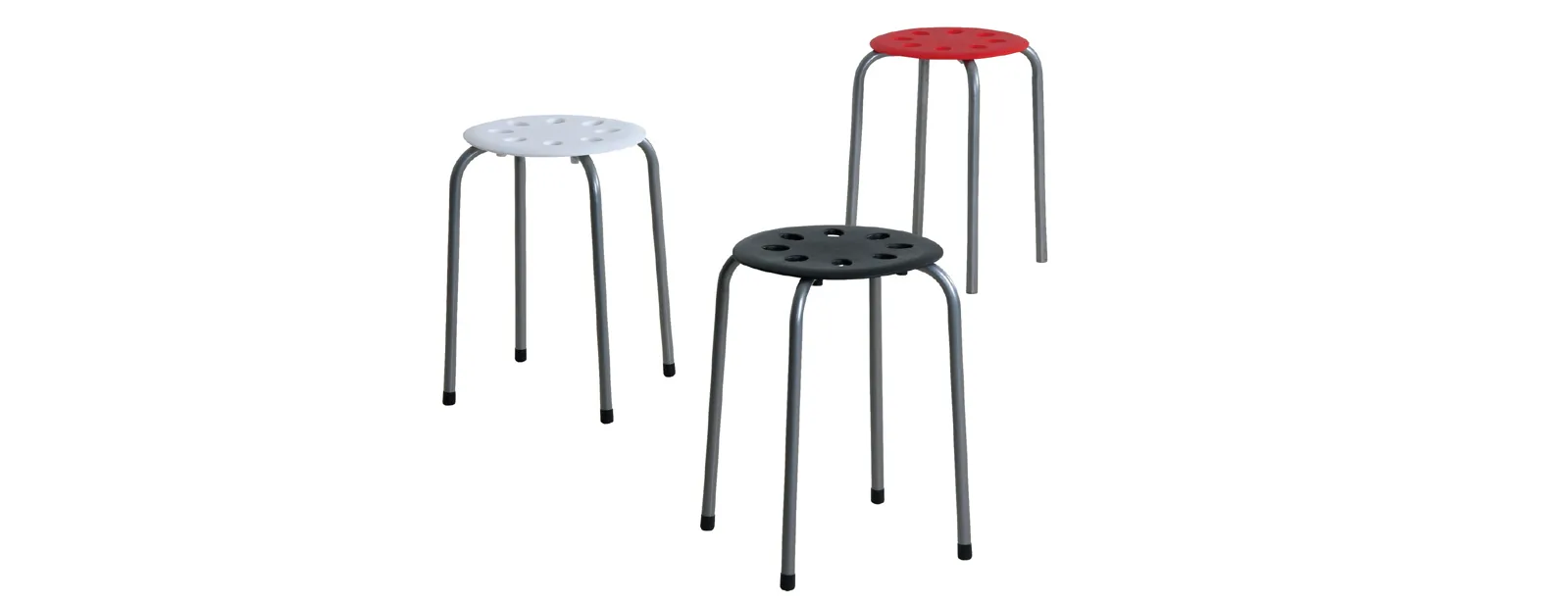 Red folding steel chair and matching folding side table