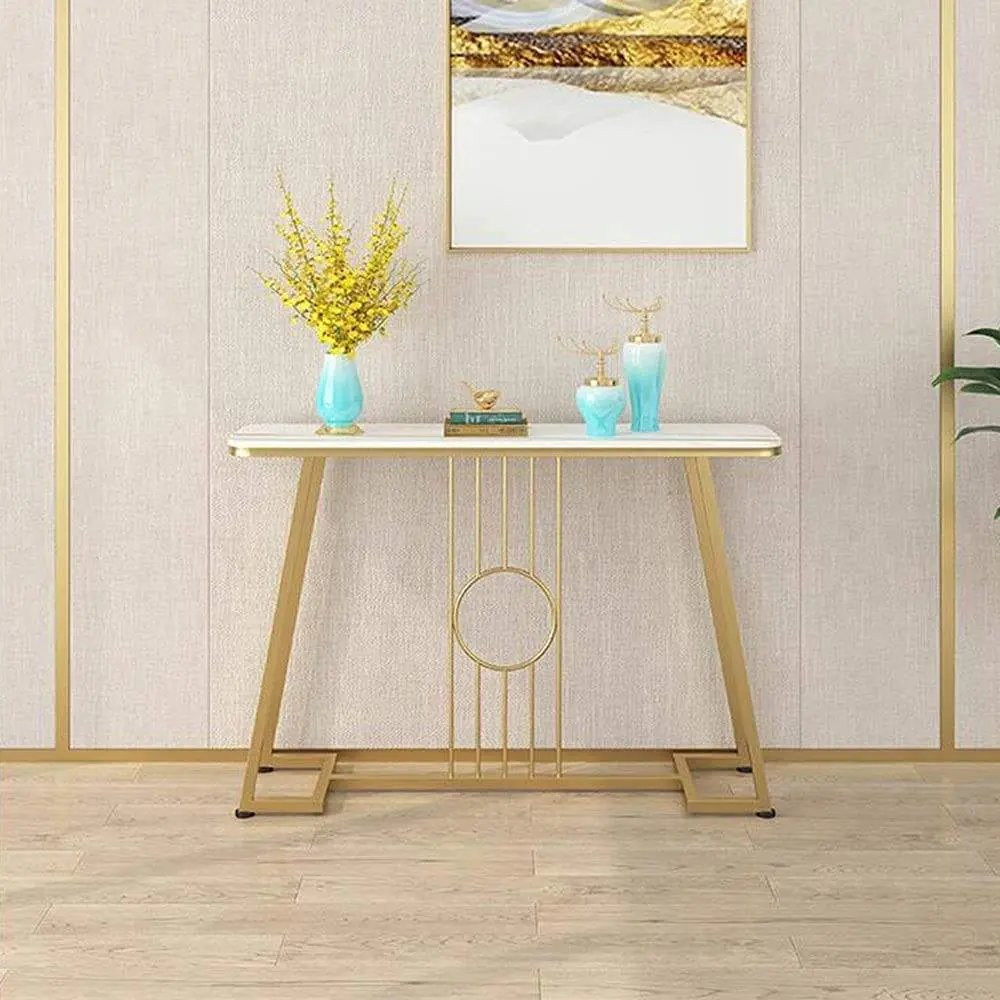 Hot Sale Modern Living Room Gold Marble Console Table of Hallway Metal Leg Console Tables