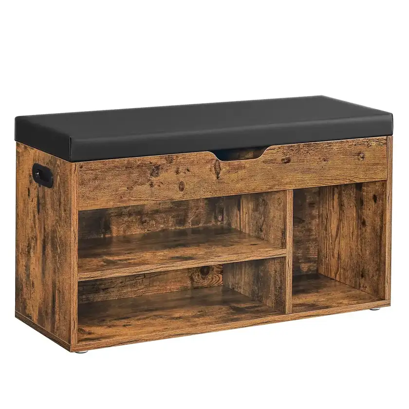 Household Simple Wooden Door Shoe Rack with Linen Sponge Pad, Integrated Shoe Storage Rack for Seats and Stools