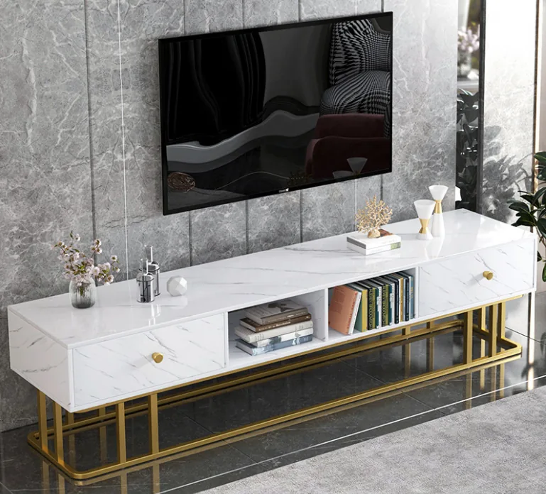 Manufacturer Custom Color Simple Marble TV Stand Wood TV Cabinet of Console Drawer Table TV Stand