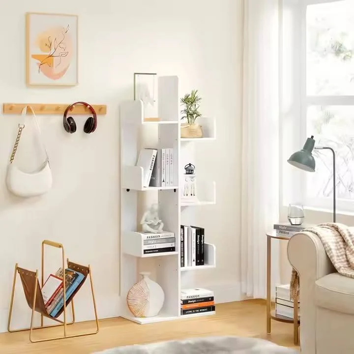 Modern Family Living Room and Bedroom High-quality Tree-shaped Bookshelf with 8 Rounded Corner Storage Shelves and Dis…