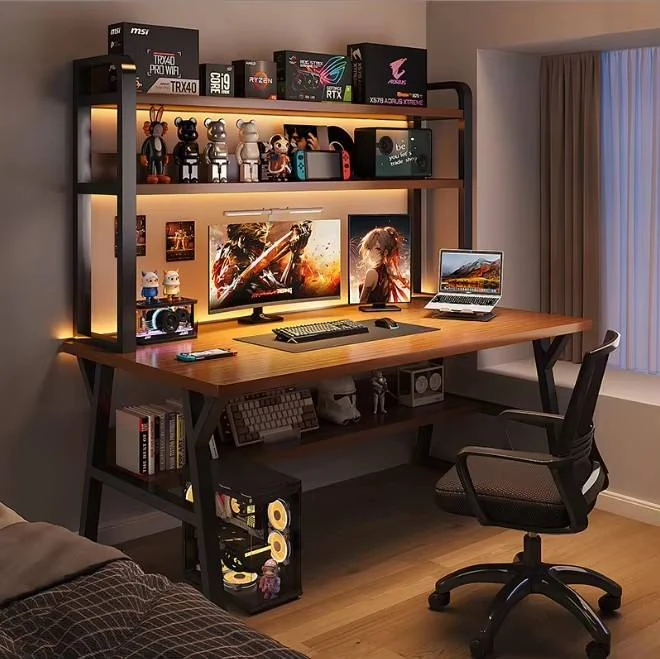 Modern Home Office Simple Computer Game Table with Ergonomic Fiber Surface Game Table Office Desk