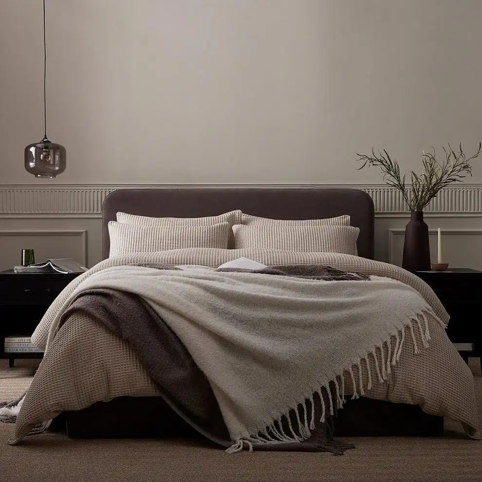 Modern Minimalist Creative Khaki Double Upholstered Bed